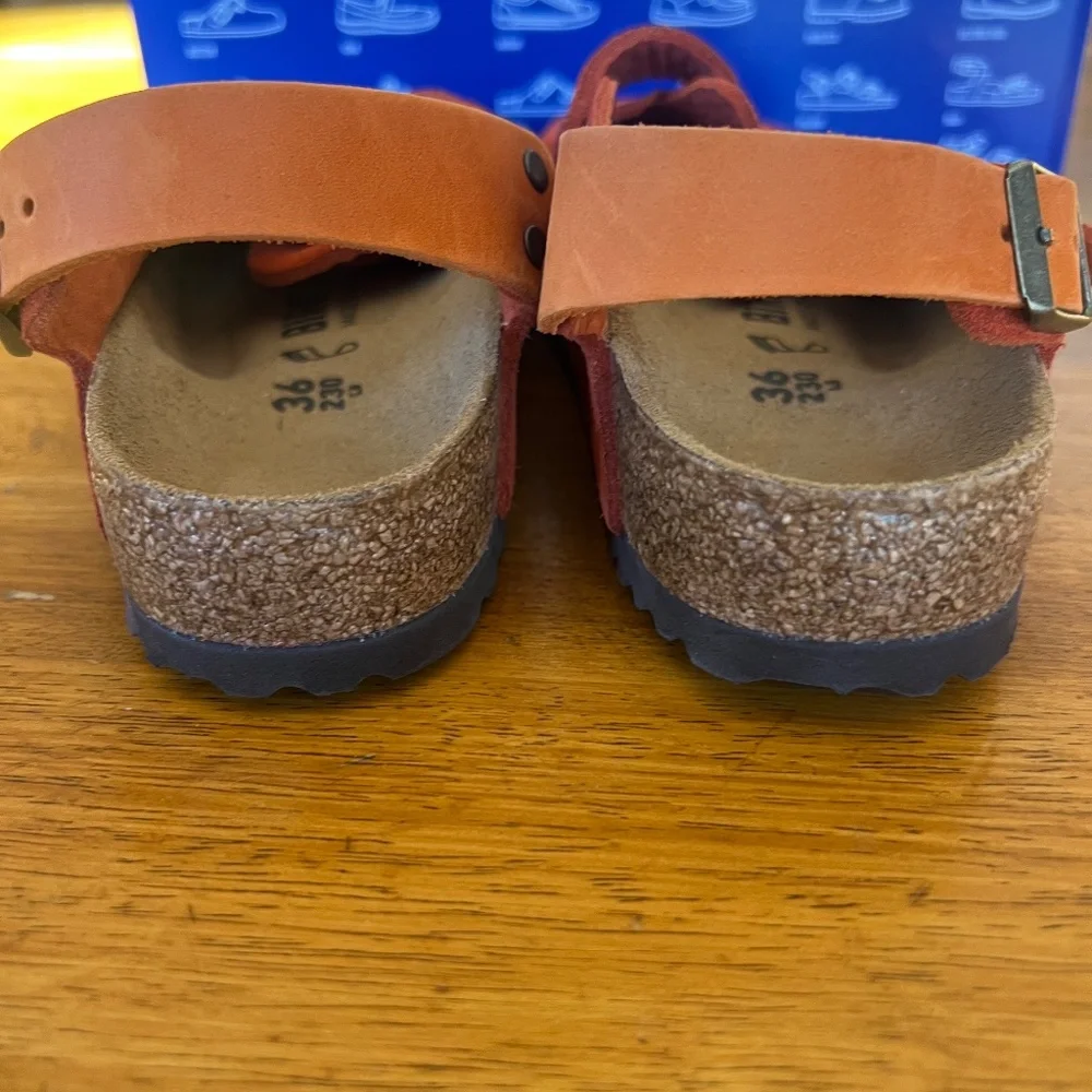 Birkenstock Tokio Suede Leather Rust Brown Size 36 - Picture 5 of 5